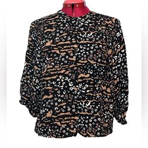 Kaffe KAerina loose fitting button down blouse 3/4 length sleeves 100% viscose